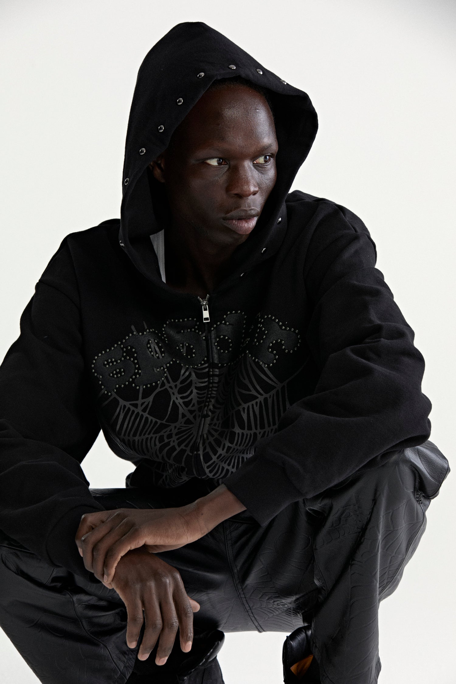 OG WEB STUDDED ZIP HOODIE